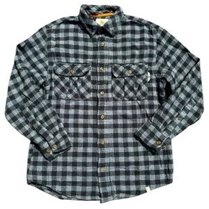 Field & Stream Men’s Grey & Black Plaid Button Down Casual Size Small